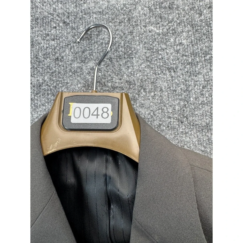 Franko Gotti Mens 42L Blazer Jacket Gray Solid 3 Button Polyester Sport Coat Lon
